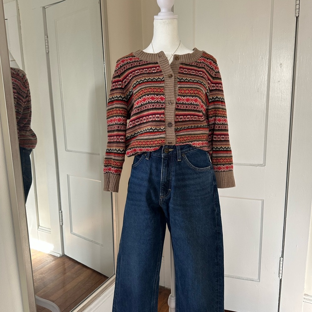 3/4 Length sleeved Cardigan Fair Isle Swater Talbots